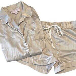 Birdy Grey Jonny Champagne Short SleevesTop Drawstring Shorts Pajamas Size Large